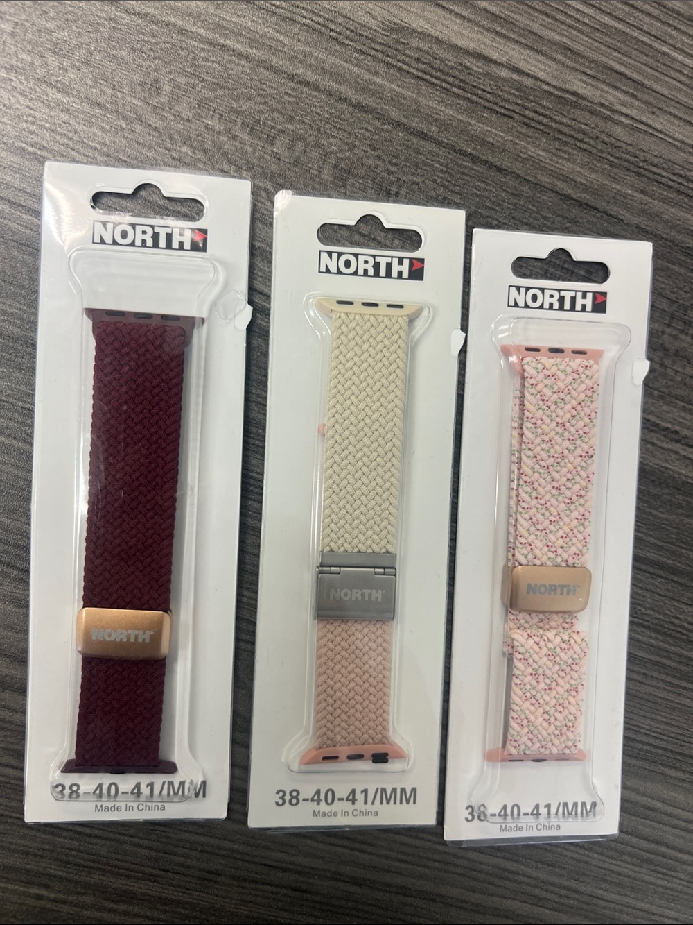 NEW Set of 3 NORTH Braided Apple Watch Bands 38/40/41mm & 42/44/45/49mm